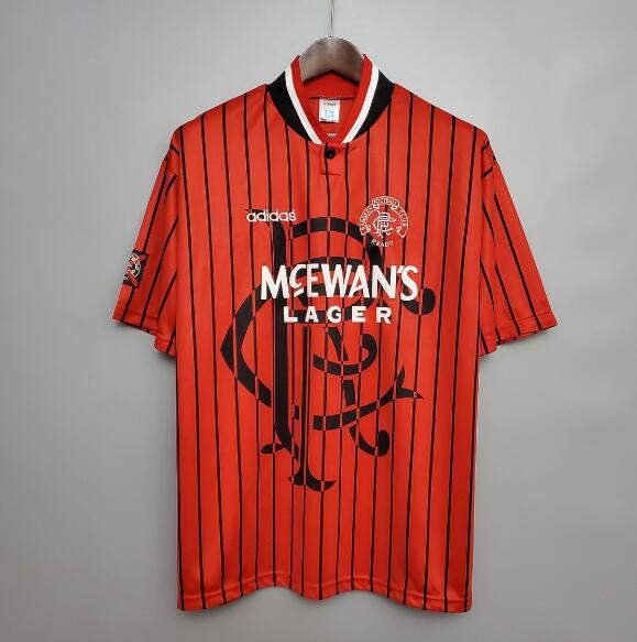 1994-95 Rangers Retro Red Away Kit Soccer Jersey